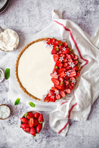 Tarte cheesecake vanille fraise sans cuisson