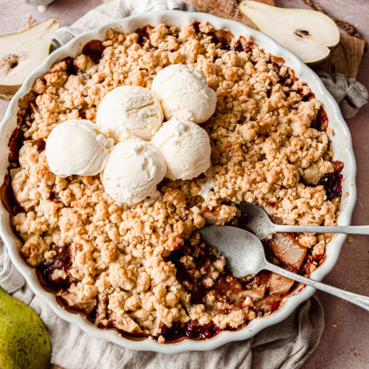 Crumble poire chocolat